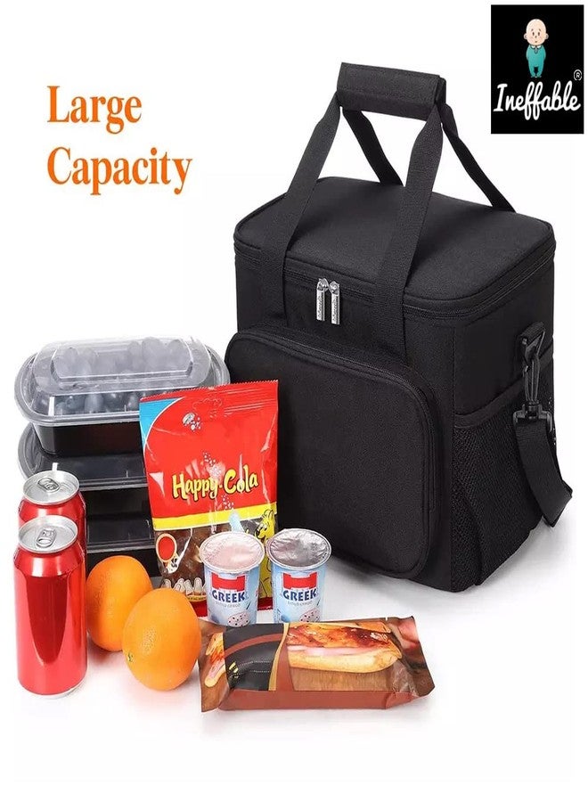 Ineffable Thermal Insulated Tiffin/Lunch Bag, Adjustable Shoulder Strap, Zipper Pockets, Leakproof, Reusable & Easy Wash (Black) - Image 2